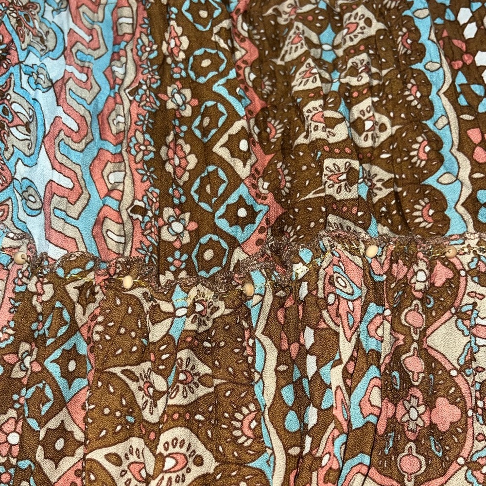 Allison Taylor Multi Tiered Beaded Midi Pleated Broom Skirt Women’s Size Large - Picture 4 of 6